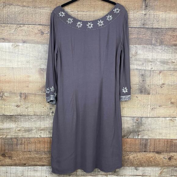 Boden Crop Sleeve Sequin Embellished Dress Gray Size 6 - Picture 7 of 9